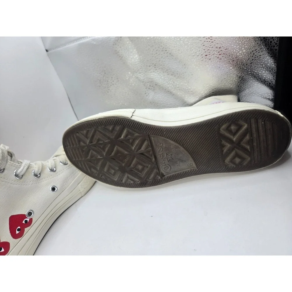 Converse x Comme des Garçons Play Sneakers Mens 6 Cream Multi Heart Chuck 70 Hi - Picture 10 of 13